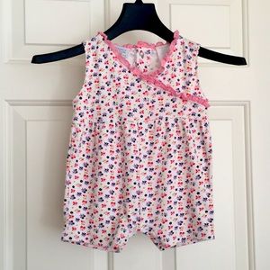 Simply Basic Baby Girls Dress 6/9 Months White Snap Buttons Sleeveless Frills